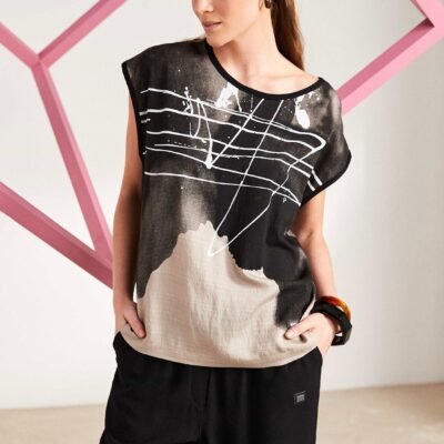 Naya Spray Print Sleeveless Top NAS25205