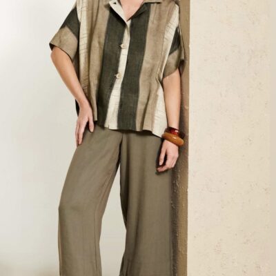 Naya Turn-Up Wide Leg Trousers Khaki NAS25311