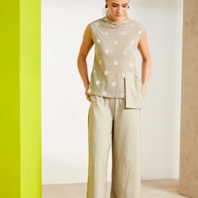 Naya Trousers Wide Leg Pull Up Biscuit Colour NAS25231