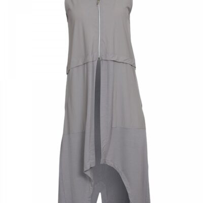 Naya Longline Travel Fabric Hoody Gilet in Mink Colour ( Grey) NAS24114