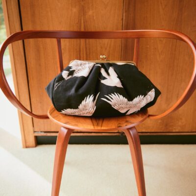 Vintage Style Purse Bag Black Stork