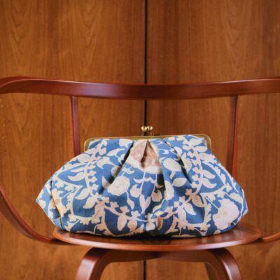 Vintage Style Purse Bag Blue Print