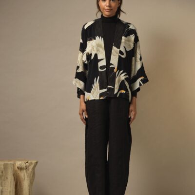 Short Kimono Black Stork