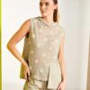 Naya lurex Spot Knit Panel Hooded Top Gold NAS25230