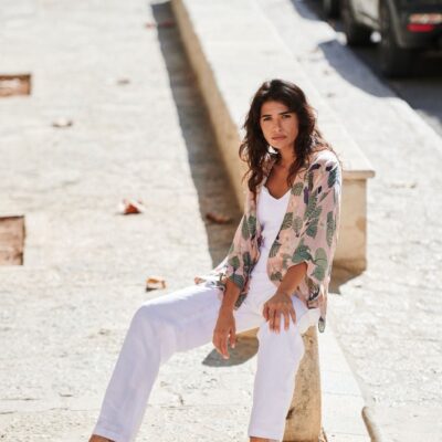 Kimono Tree Blossom Print Pink