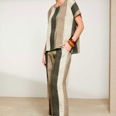Naya Wide Stripe Army Print Trousers NAS25270