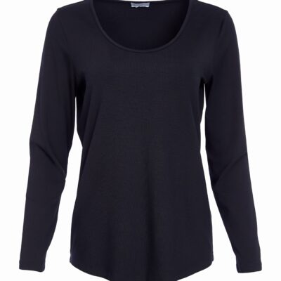 Basic Jersey Long Sleeve Top in Black NAW25110