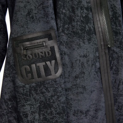 Alternative view of Marble Effect Jersey Top with Leather Trims and Zip Detail NAW25306